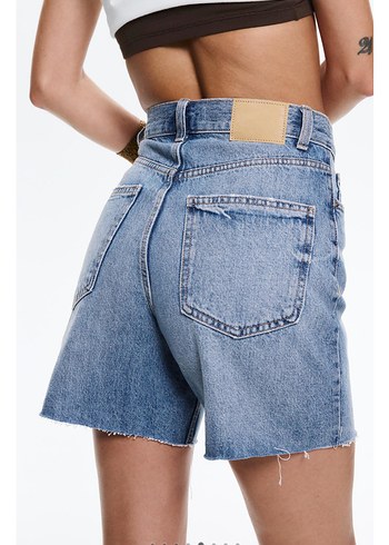 Kadın Mavi Denim Mini Şort - Görsel 2