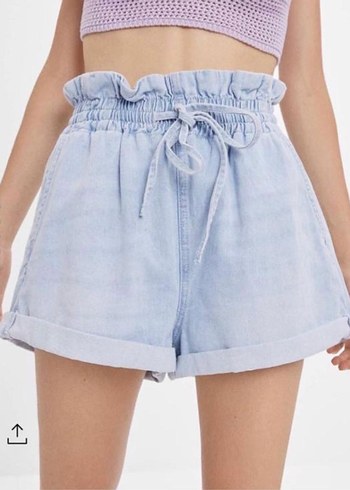 Bağlamalı Desenli Kadın Kot Şort - Görsel 4