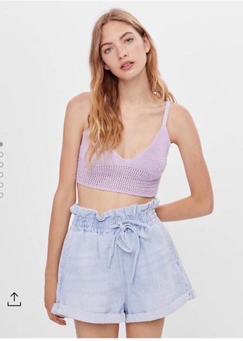 Bağlamalı Desenli Kadın Kot Şort - Görsel 2