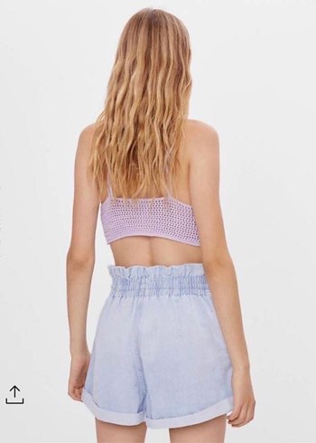 Bağlamalı Desenli Kadın Kot Şort - Görsel 3