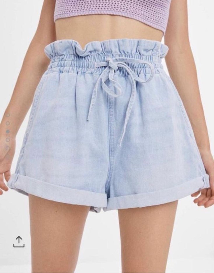 Bağlamalı Desenli Kadın Kot Şort - Görsel 4