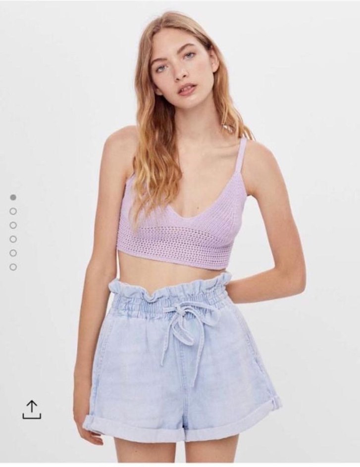 Bağlamalı Desenli Kadın Kot Şort - Görsel 2