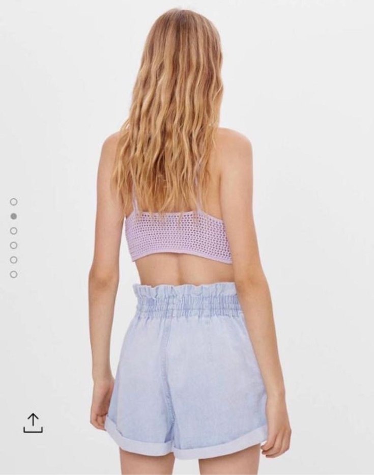 Bağlamalı Desenli Kadın Kot Şort - Görsel 3