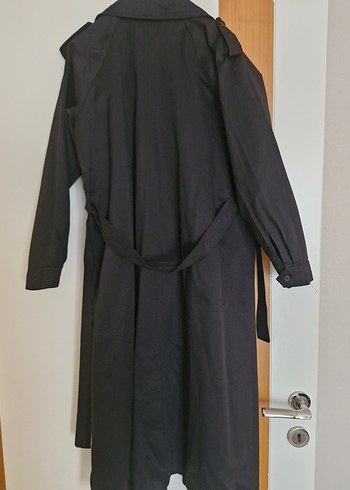 Kadın Siyah Kemerli Uzun Trençkot - Görsel 5