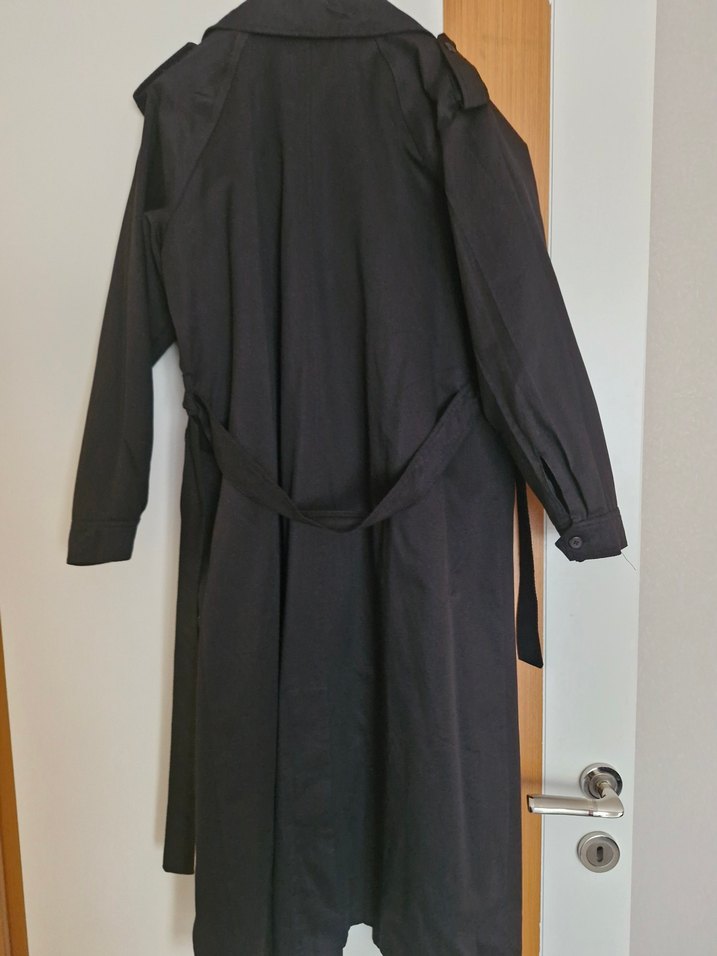 Kadın Siyah Kemerli Uzun Trençkot - Görsel 5