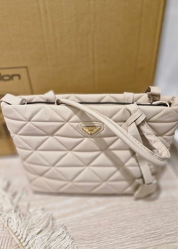 Beyaz Deri Fermuarlı Kadın Çanta - Görsel 2