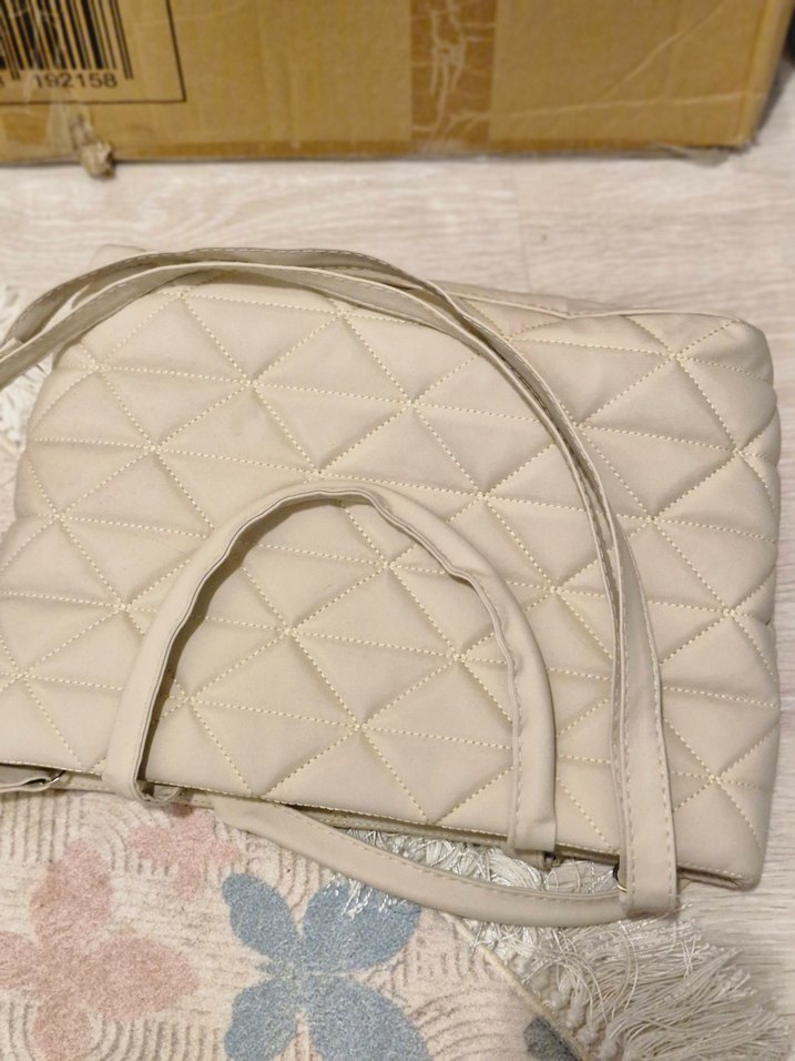 Beyaz Deri Fermuarlı Kadın Çanta - Görsel 3