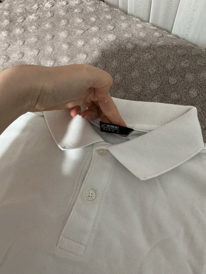 Erkek Beyaz Uzun Kollu Polo Tişört - Görsel 2