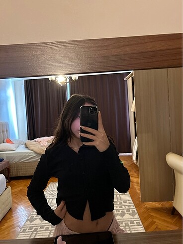 s Beden lacivert Renk trendyolmilla crop düğmeli üst