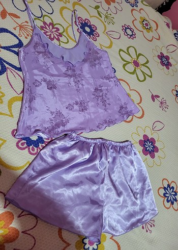 Miorre Nakışlı Mini Mor Kadın Pijama Takımı