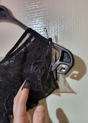 40 Beden siyah Renk Siyah Gotik Mini İp Askılı Kadın gecelik Takımı