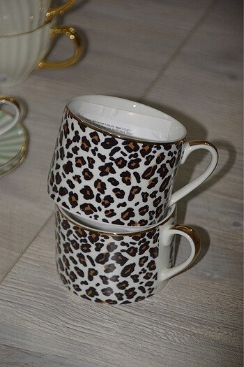 H&M Home 2 adet H&M Home Leopar Porselen Fincan
