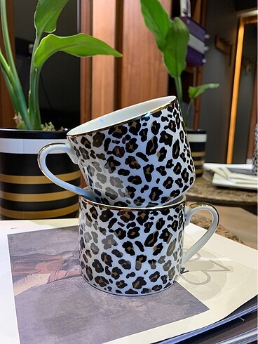 2 adet H&M Home Leopar Porselen Fincan