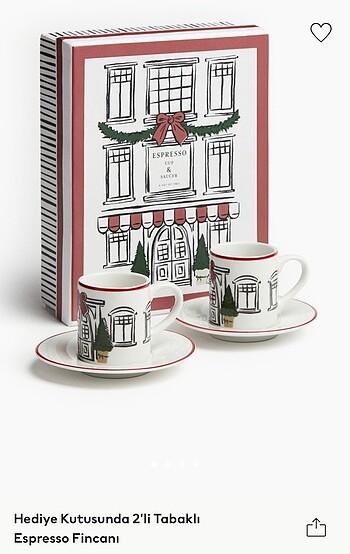 Hediye Kutusunda 2'li Tabaklı Espresso Fıncanı