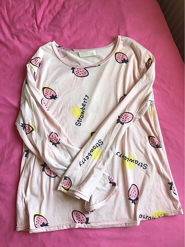m Beden pembe Renk Strawberry pijama takımı