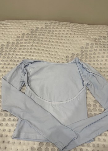 Bebek Mavisi Uzun Kollu sırtı açık crop - Görsel 2