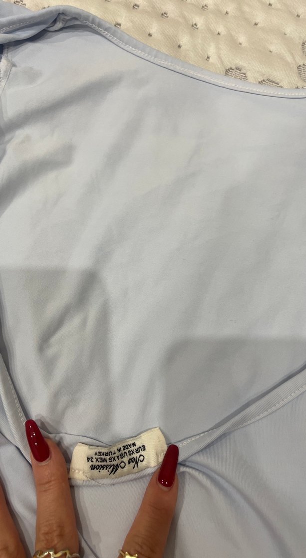 Bebek Mavisi Uzun Kollu sırtı açık crop - Görsel 4