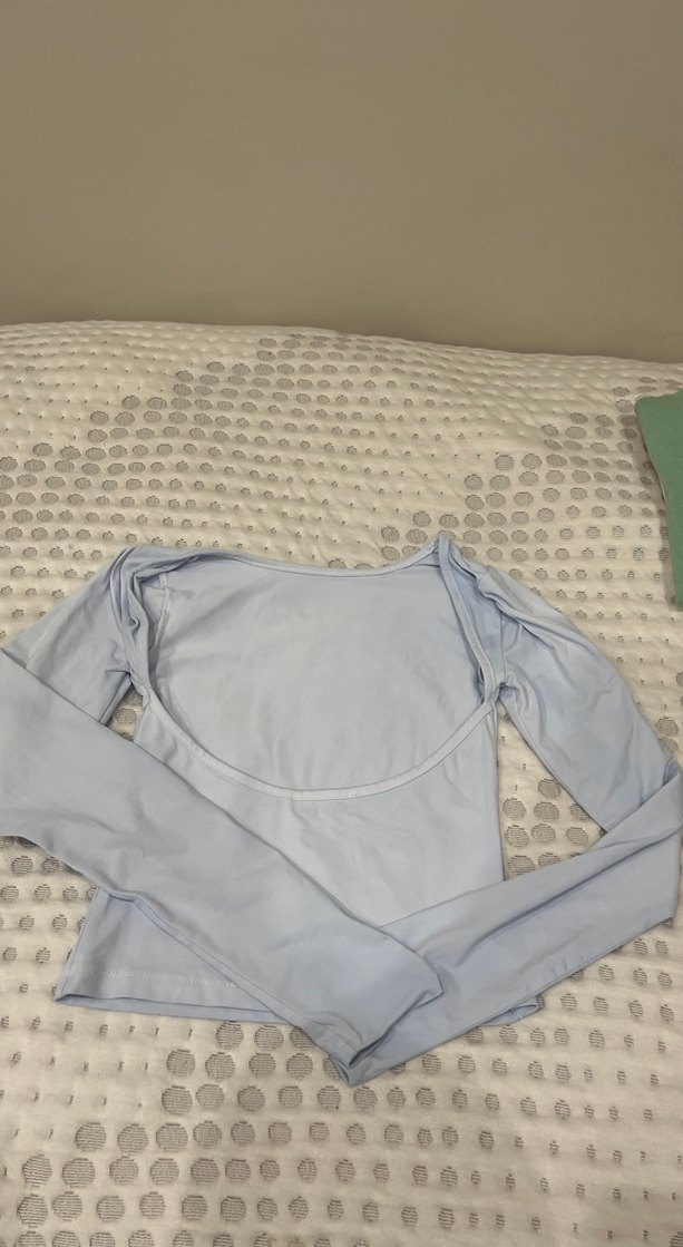 Bebek Mavisi Uzun Kollu sırtı açık crop - Görsel 3