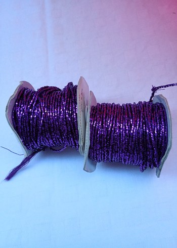 Mor Boncuklu desen  İp 25m arajman çiçek süsleme - Görsel 3