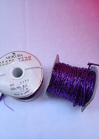 Mor Boncuklu desen  İp 25m arajman çiçek süsleme - Görsel 2