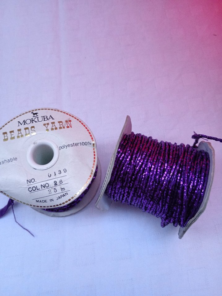 Mor Boncuklu desen  İp 25m arajman çiçek süsleme - Görsel 2