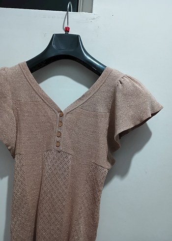 V Yaka Bej Triko üst - Görsel 2