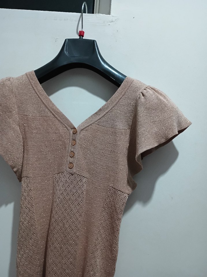 V Yaka Bej Triko üst - Görsel 2