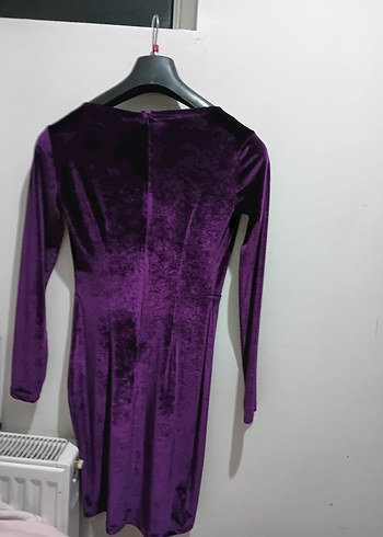 Mor Dantel Detaylı Uzun Kollu Gotik Elbise - Görsel 3