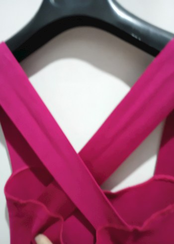 kısa Pembe V Yaka Askılı Elbise ZARA - Görsel 2