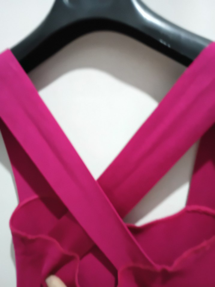 kısa Pembe V Yaka Askılı Elbise ZARA - Görsel 2