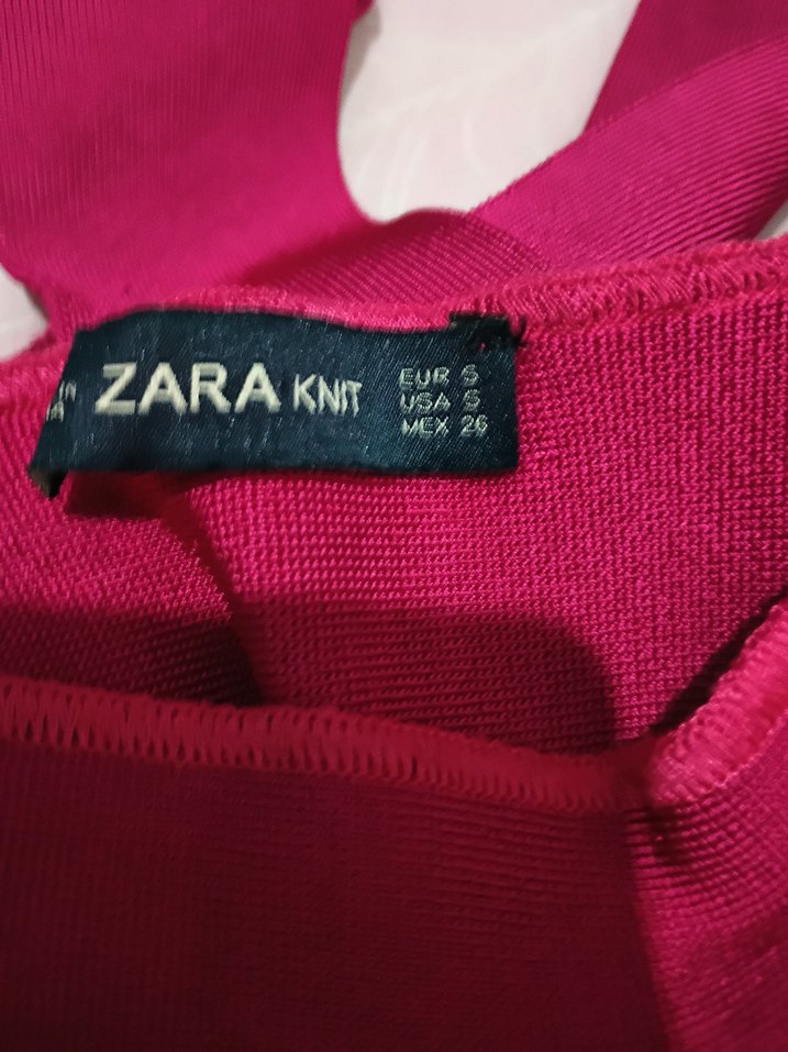 kısa Pembe V Yaka Askılı Elbise ZARA - Görsel 3