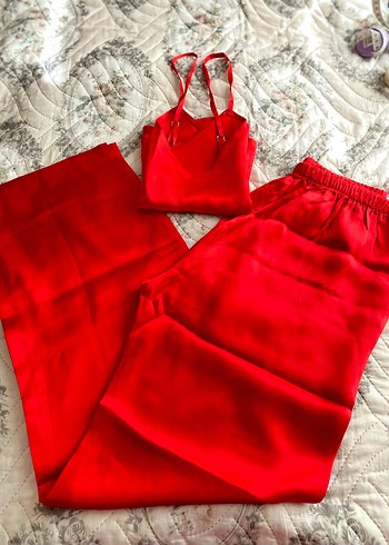 Diğer Kırmızı 100%hakiki ipek pijama takımı