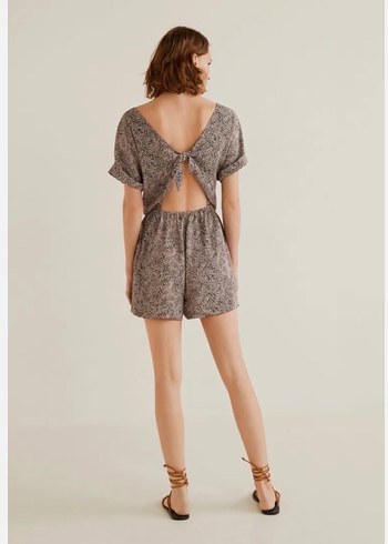 Mango sırt büzgülü detaylı şortlu tulum - Görsel 2