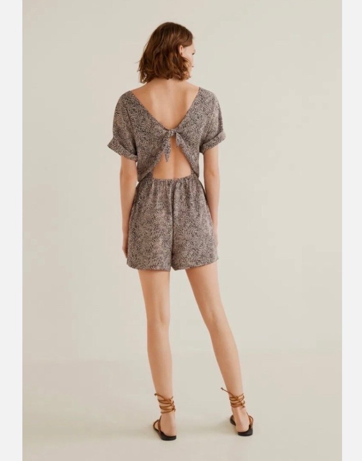 Mango sırt büzgülü detaylı şortlu tulum - Görsel 2