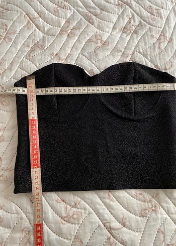 Siyah parlak simli straplez bustiyer - Görsel 5