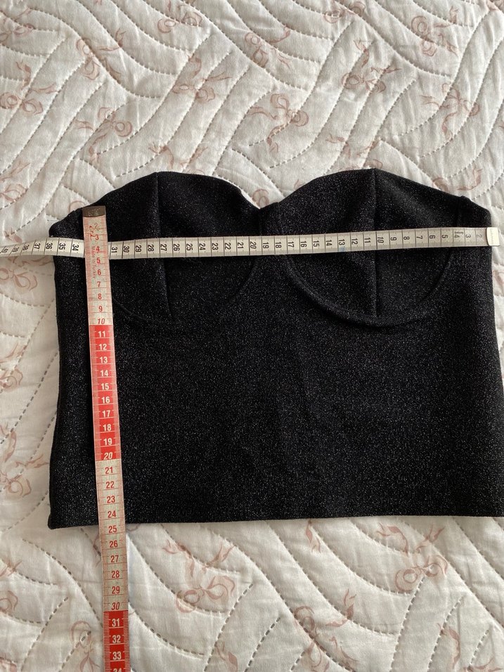 Siyah parlak simli straplez bustiyer - Görsel 5