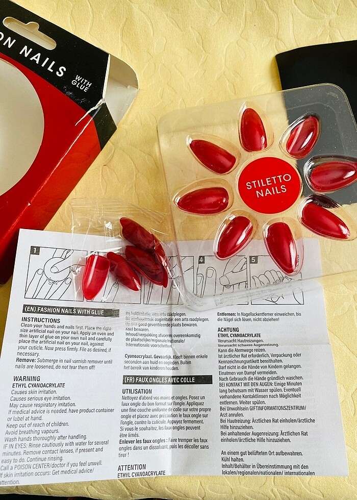 Kırmızı stiletto takma tırnak - Görsel 5