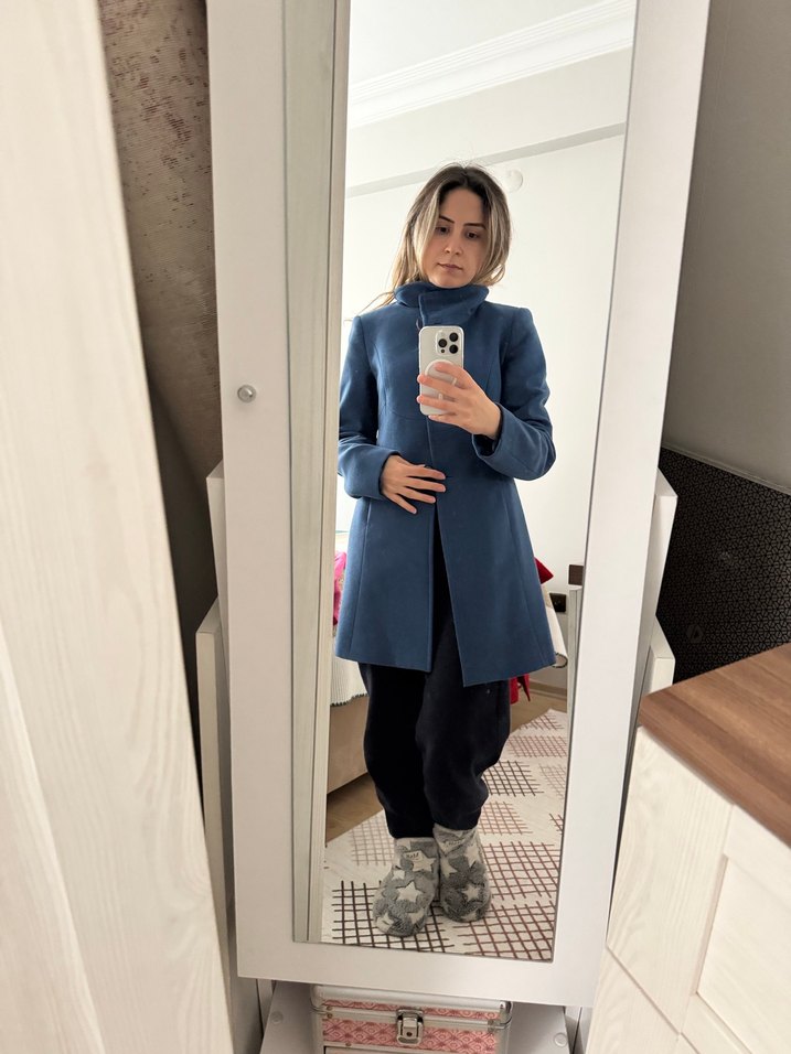 Lacivert Kadın Kaban - Görsel 2