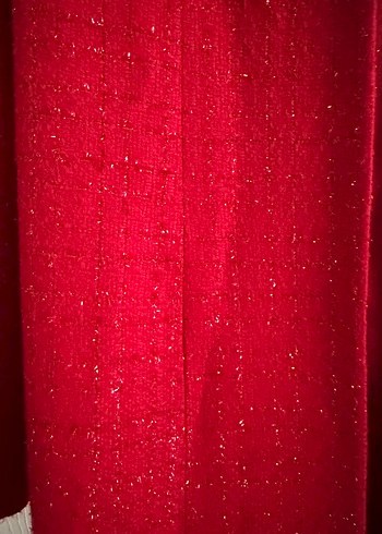 Kırmızı Uzun Kadın Kaban - Görsel 4