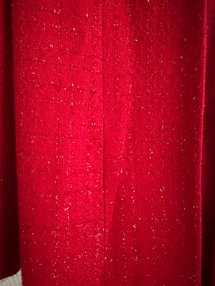 Kırmızı Uzun Kadın Kaban - Görsel 4