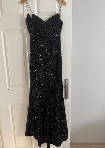 Payetli siyah elbise - Görsel 6