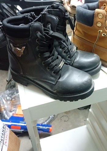 Siyah Deri Biker Stiletto Topuklu Kadın Bot