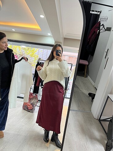 Bordo etek şık