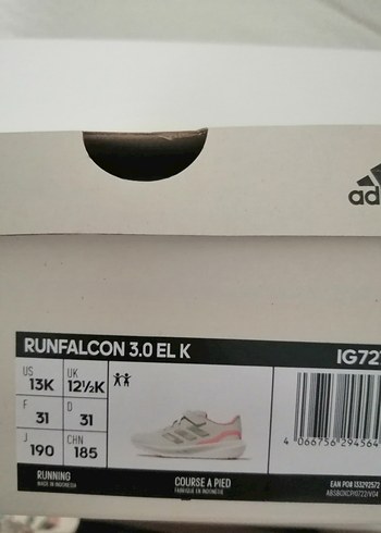 31 Beden beyaz Renk Kız Çocuk Beyaz Gri Spor Ayakkabı Velcro