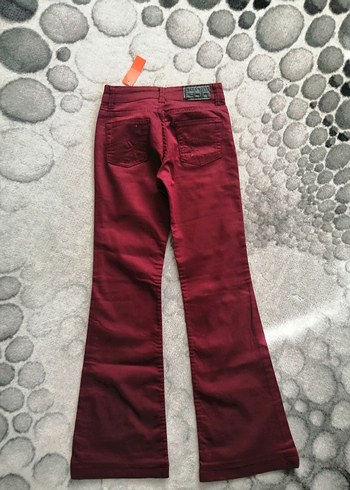 Bordo Düğmeli Kadın Jean Pantolon - Görsel 2