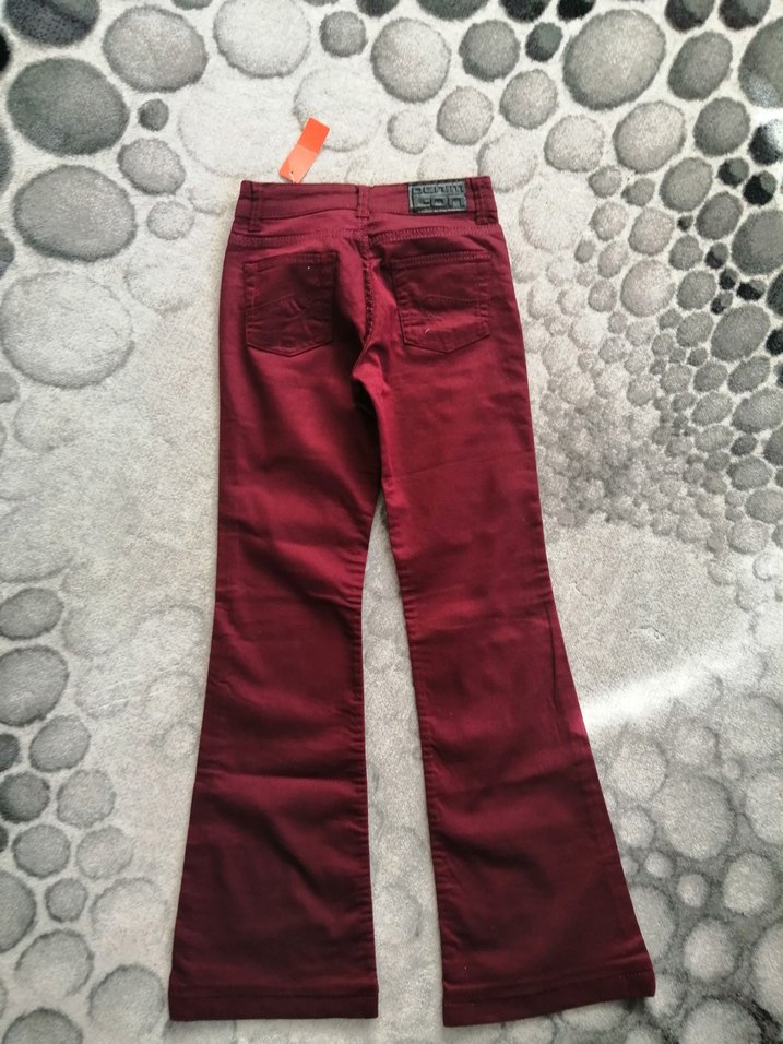 Bordo Düğmeli Kadın Jean Pantolon - Görsel 2