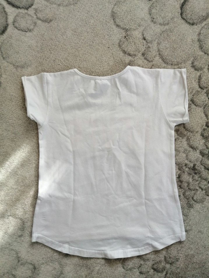 Beyaz Kız Çocuk Baskılı Tişört - Görsel 3