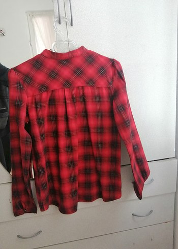 Kırmızı Ekose Desenli Uzun Kollu Kız Çocuk Gömlek - Görsel 2