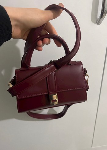 Bordo Deri Tokalı Kadın Çanta - Görsel 2