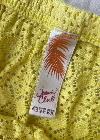 Sarı Dantel Detaylı Straplez Mini Tulum - Görsel 2